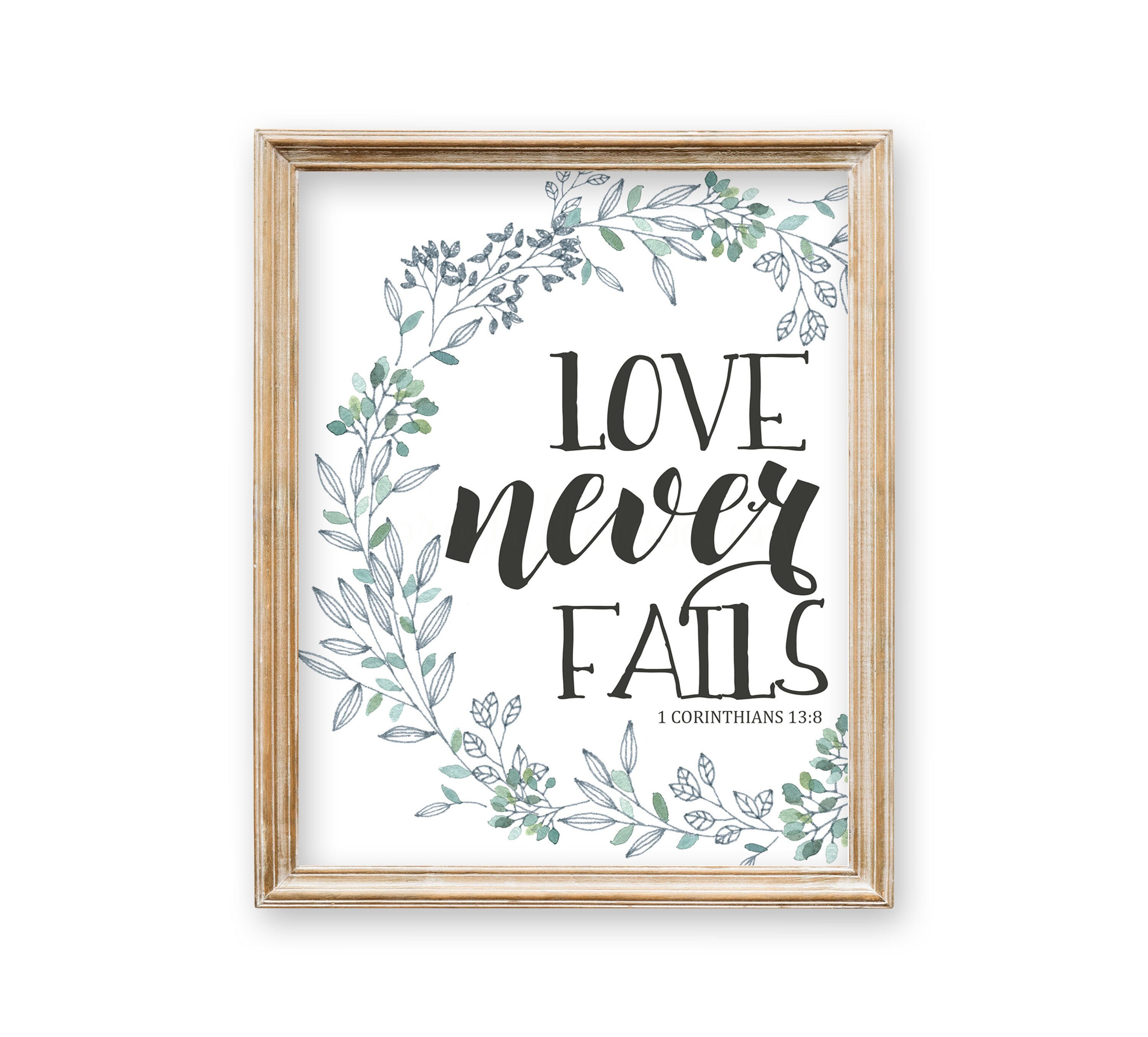 Love Never Fails Scripture Printables French Country Decor | Etsy