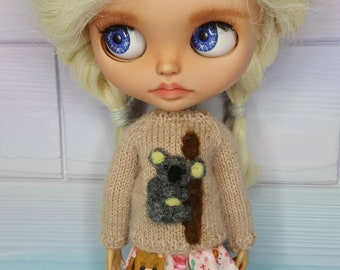 Blythe sweater with koala Blythe doll clothes Blythe Easter outfit