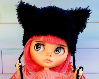 Blythe halloween hat Black cat bonnet for custom Blythe doll