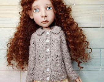 Big Stella doll set Handknit cardigan, skirt and stockings for BJD 19” Stella  doll by Connie Lowe