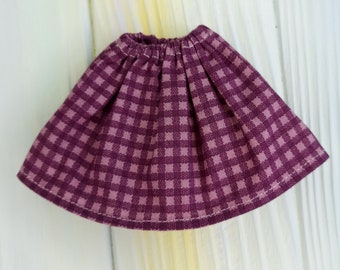 Skirt for Blythe doll Purple checkered skirt