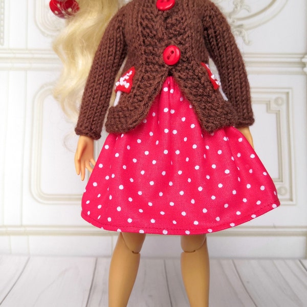 Red polka dot skirt for Blythe doll Mushroom skirt for dolls