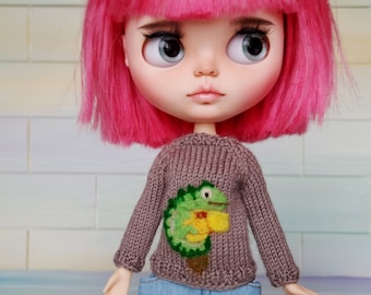 Blythe sweater with chameleon Blythe doll clothes Blythe outfit