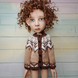 Big Stella handknit sweater with ornament for 19” Stella  doll by Connie Lowe