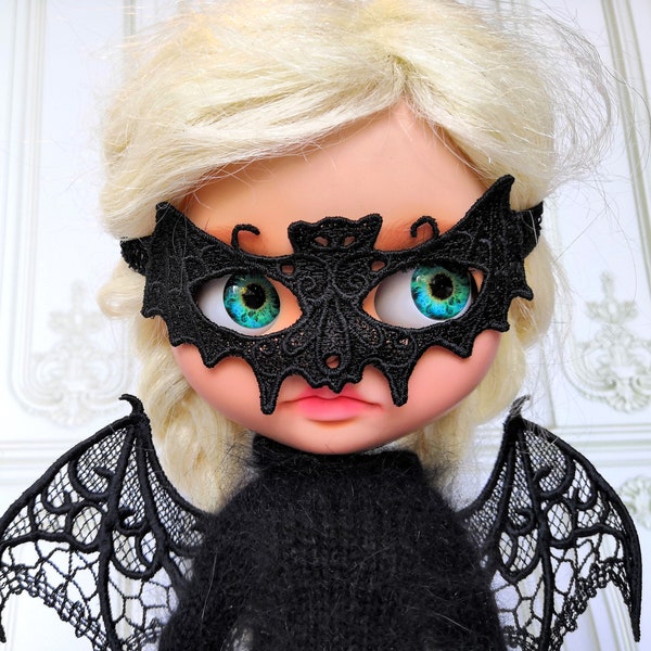 Blythe Halloween bat mask Masquerade mask for doll  Lace bat mask for AG