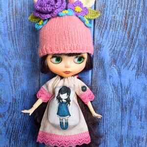 Blythe Bunny Hat: Hand-Knitted Doll Clothes image 5