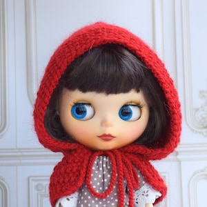 Little Red Riding Hood Blythe Doll Hat: Hand-Knitted Alpaca Merino Outfit