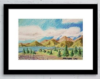 Original Art, Landscape Painting, Clouds Over Colorado, Fine Art, Oil Pastel