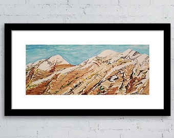 Original Art, Landscape Painting, High on the Mountain Top, Watercolor, Mountains, Utah