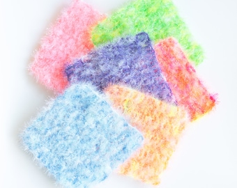 Square Scrubby | Korean Crocheted Scrubber | Handmade Kitchen Scrubbie | Reusable Pot Scrubbies | Sponge Alternative | Sparkly Scrubby