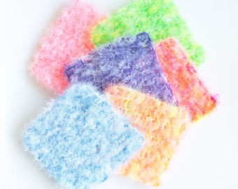 Square Scrubby | Korean Crocheted Scrubber | Handmade Kitchen Scrubbie | Reusable Pot Scrubbies | Sponge Alternative | Sparkly Scrubby