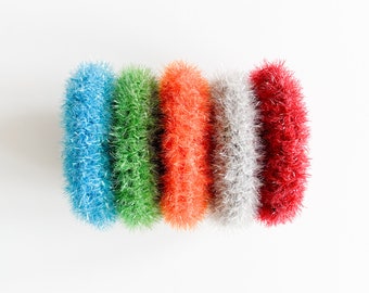 Pack of 5 Assorted Color Circle Dish Scrubbies | Korean Crochet Scrubber | Handmade Kitchen Scrubbie | Reusable Pot Scrubby | Gift For Her