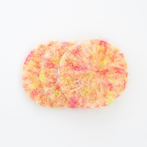 Pack of 3 Circle Dish Scrubby | Korean Crocheted Scrubber | Handmade Kitchen Scrubbie | Reusable Pot Scrubbies | Sponge Alternative | Gift