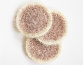 Pack of 3 Circle Dish Scrubby | Korean Crocheted Scrubber | Handmade Kitchen Scrubbie | Reusable Pot Scrubbies | Sponge Alternative | Gift