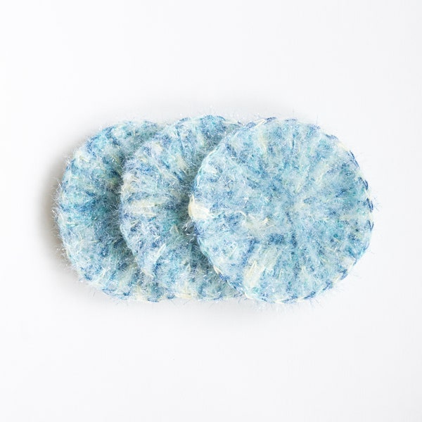 Pack of 3 Circle Dish Scrubby | Korean Crocheted Scrubber | Handmade Kitchen Scrubbie | Reusable Pot Scrubbies | Sponge Alternative | Gift