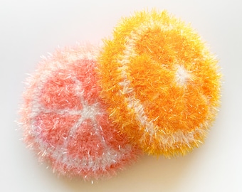 Fruit Shape Double Layer Crochet Dish Scrubbies | Round Crochet Scrubber | Handmade Kitchen Scrubbie | Reusable Pot Scrubby | Scrubber Pad