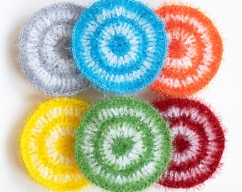 Colorful Circle Dish Scrubby | Korean Crocheted Scrubber | Handmade Kitchen Scrubbie | Reusable Pot Scrubbies | Exfoliating Scrubber