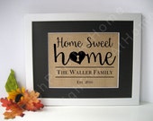 First Home - Personalized Family Name Sign - Burlap Housewarming Print - First Home Gift- New Home Sweet Home - Custom House Warming Gift