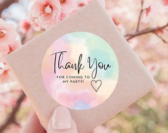 Thank you for coming to my party stickers, Goodie bag stickers, thank you stickers, rainbow stickers, name stickers, 80 stickers