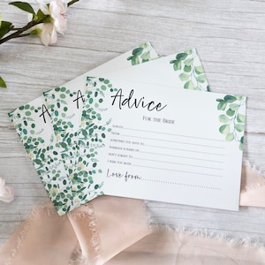 Hen Party Games Advice To The Bride Cards Hen Party Accessories Keepsake Gift Hen Party Games Hen Party Gift Bride To Be Eucalyptus cards