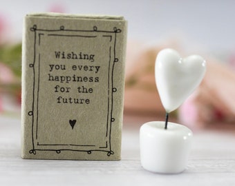 Porcelain Heart Matchbox Gift,Wishing You Every Happiness For The Future, Gifts For Friends, Wedding Gift, Keepsake gift,