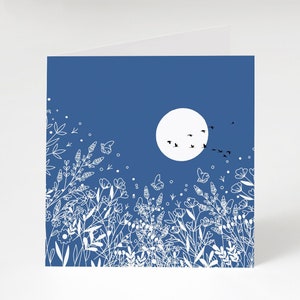Thank you greetings card, Moon wildflower greetings card, Square blank card, Flowers greeting card
