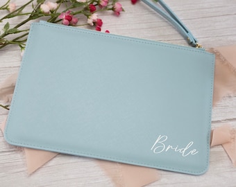 Personalised clutch bag, personalised bag, monogram gift for her, Maid of Honour present, custom bridesmaid gift, customised pouch