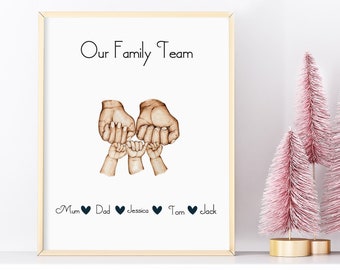 Custom Family Hands A4 Unframed Print, Personalised Family Handprint,  Personalised Family Prints, Custom Home Print, bespoke print