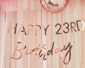 Personalised Birthday Banner, Birthday bunting, party decorations, Custom Banner, Rose Gold Birthday Decorations