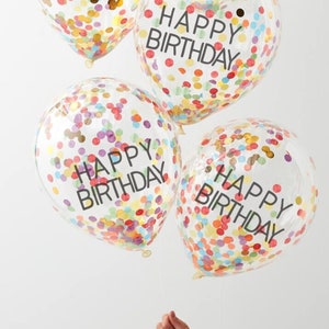 Happy Birthday Balloons, Rainbow Balloons, party decorations, Confetti Balloons