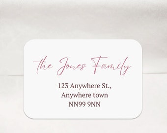 Address Label, Script Address Sticker, Personalised Return Address Label, Wedding Address Sticker, Save The Date, Family Address Label