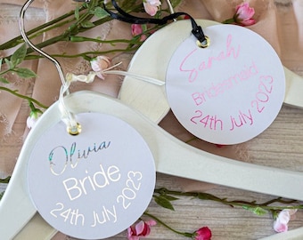 Hanger Tags for Wedding hangers, Personalised with real foil, Bridal Party Favours, Hanger Charm, Hanger Decal, Bridal Hangers