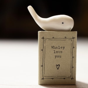 Matchbox Gift Porcelain Whale  Ornament, Porcelain Whale Gift, Porcelain Gift, Home Gift, Love you