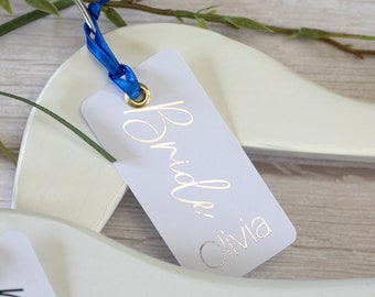 Hanger Tags for Wedding hangers, Personalised with real foil, Bridal Party Favours, Hanger Charm, Hanger Decal, Bridal Hangers