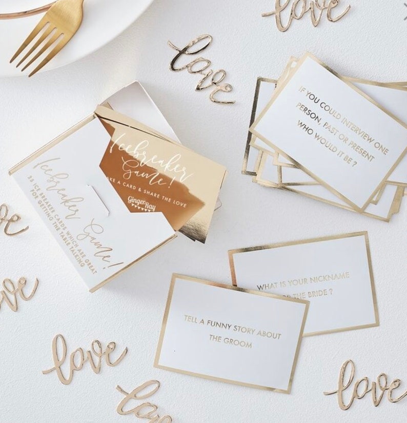 25 Wedding Table Games Ice Breaker Game Wedding Games Gold Etsy UK