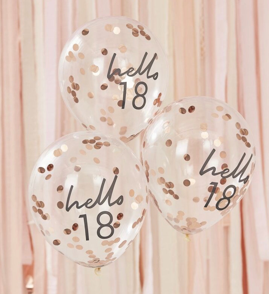 5 Hello 18th Birthday Balloons Rose Gold Confetti Balloons - Etsy
