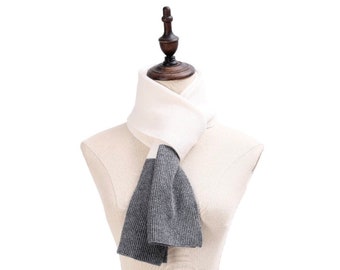 White and Grey pull through Scarf, warm winter scarf, Ladies scarves, Christmas Gifts