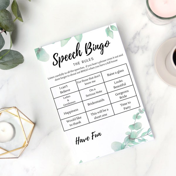 Wedding Speech Bingo Etsy UK