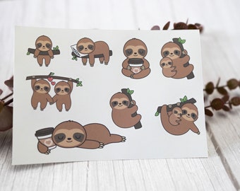 Sloth Stickers, Sticker Sheets, Journal Stickers,