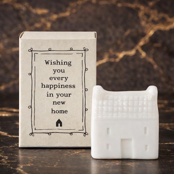 New home gift, Porcelain House Matchbox Gift, Wishing You Every Happiness In Your New Home, Moving In Gift, Matchbox Ornament