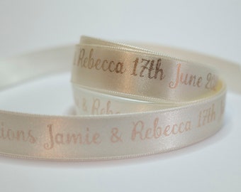 Personalised ribbon, gift wrapping, custom ribbon, wedding, 15mm wide, add your logo, small business ribbon, satin ribbon