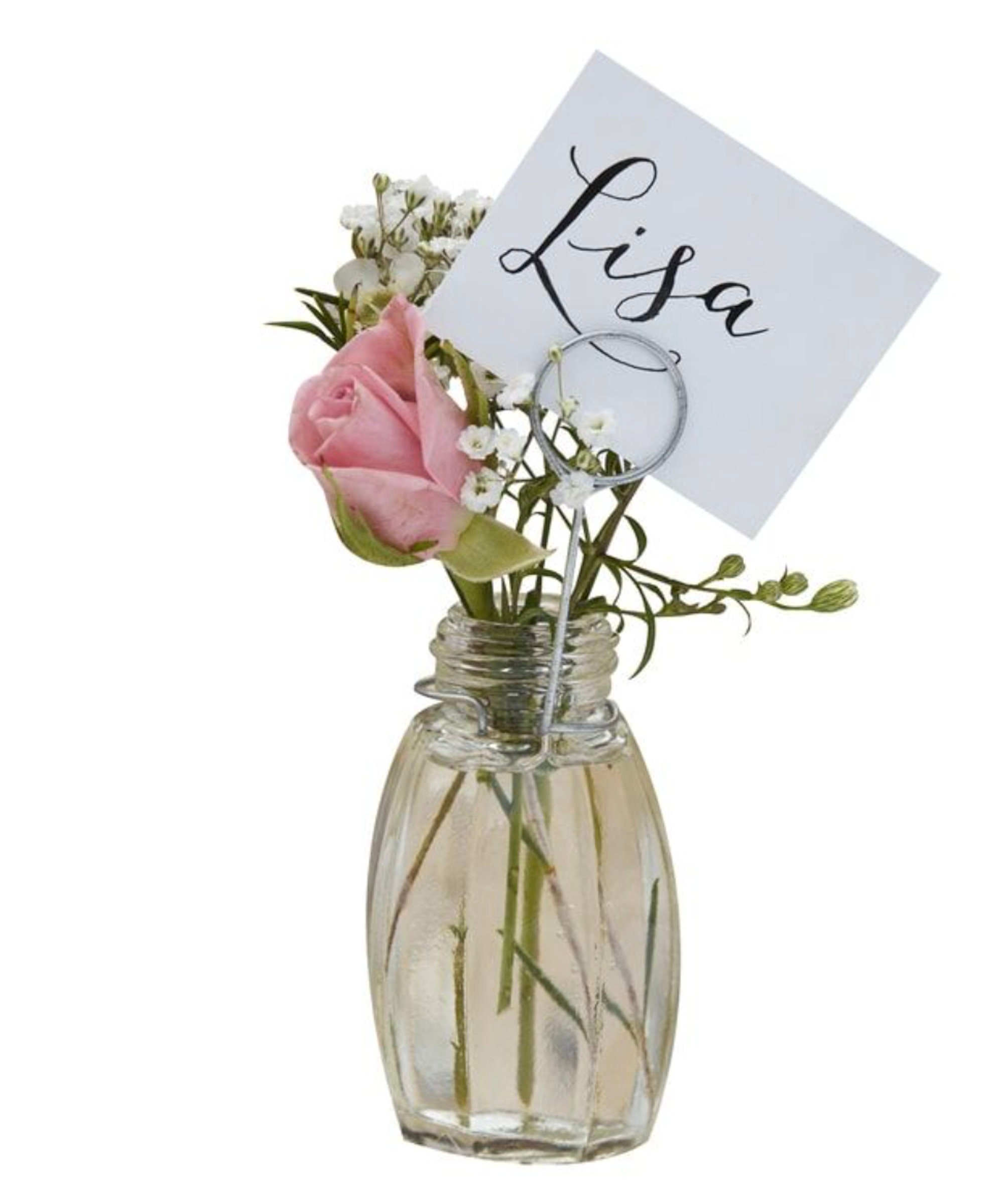 4 Glass Place Card Holders Rustic Wedding Place Card Etsy