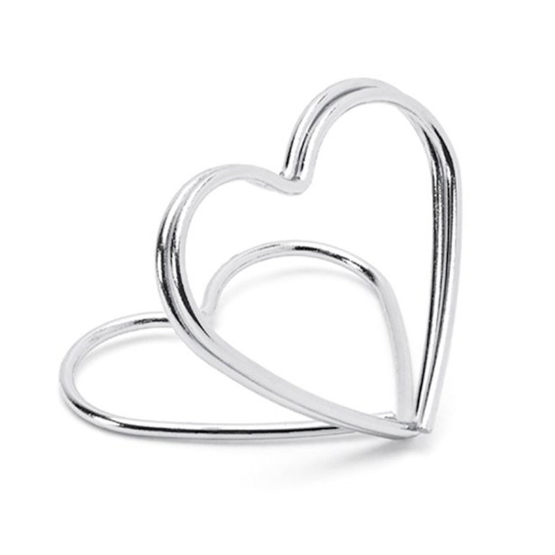 10 Silver Metal Heart Place Card Holders Place Name Holder Etsy UK
