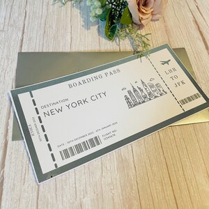 Personalisierte Bordkarte Flugticket, Fake Bordkarte, Foliertes personalisiertes Geschenk, goldenes Ticket