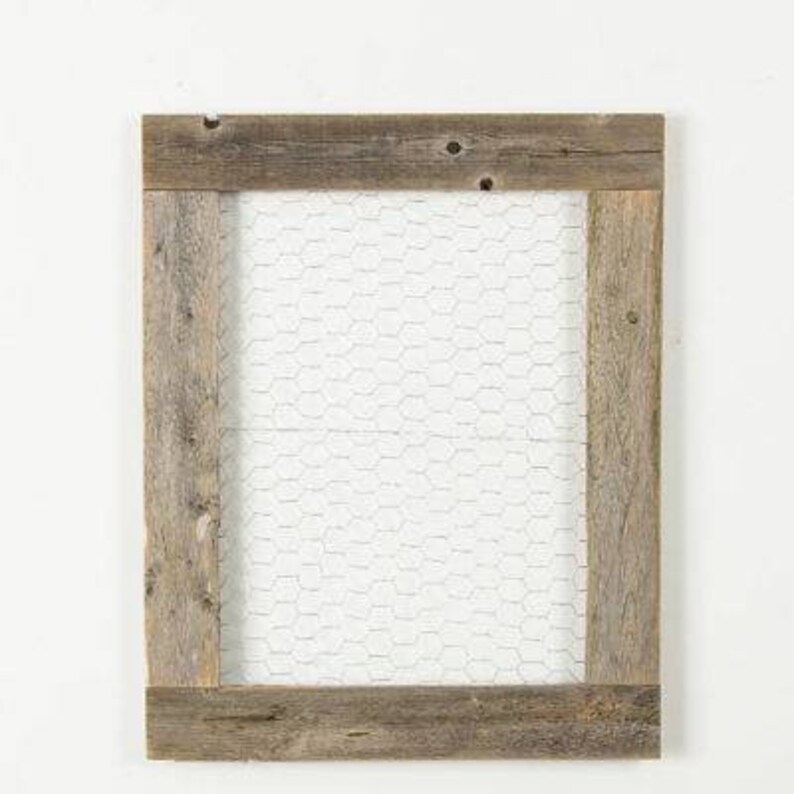 Farmhouse Style Chicken Wire Frame With Vintage Look Barn Wood Etsy