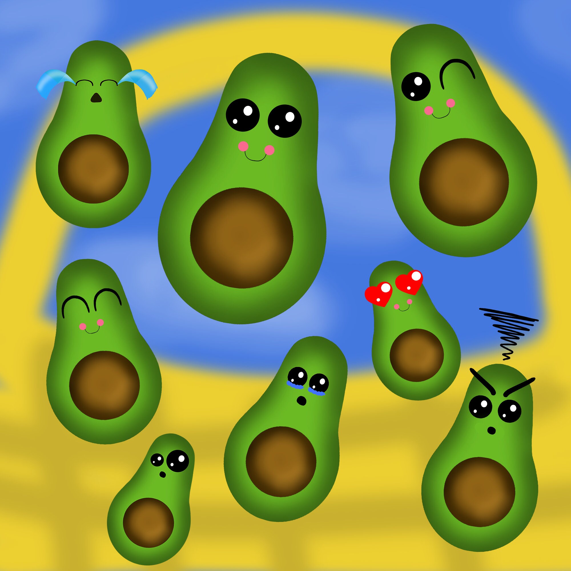 Avocado Emojis Clipart Etsy
