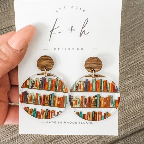 Book Lover Earrings, Book Worm Gift, Library Librarian Gift, Bookshelf Earrings, Book Reader Gift, Teacher Appreciation Gift, Book Nerd Gift