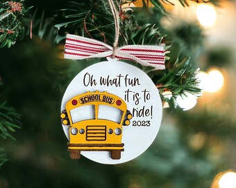 Bus Driver Ornament, Bus Driver Christmas Gift, Bus Driver Gift, School Bus Ornament, Oh What Fun Ornament, Personalized Ornament, Xmas Gift