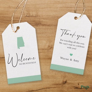 welcome tags for wedding bags /  personalized state welcome tag / Out of State Wedding / Out of Country / welcome gift tags / hotel gift tag