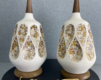 Pair of Midcentury Modern Lava Glaze Table Lamps